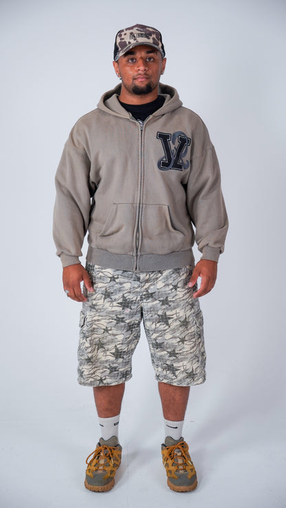 'VIVID' ZIP UP HOODIE (GREY)
