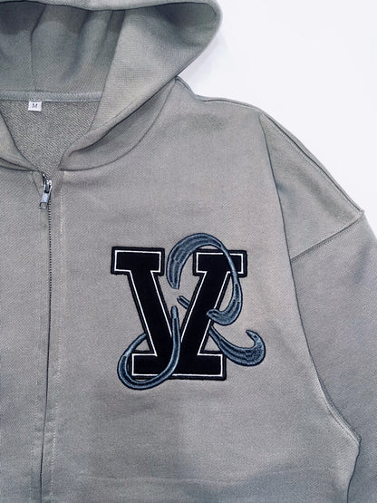 'VIVID' ZIP UP HOODIE (GREY)
