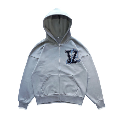 'VIVID' ZIP UP HOODIE (GREY)